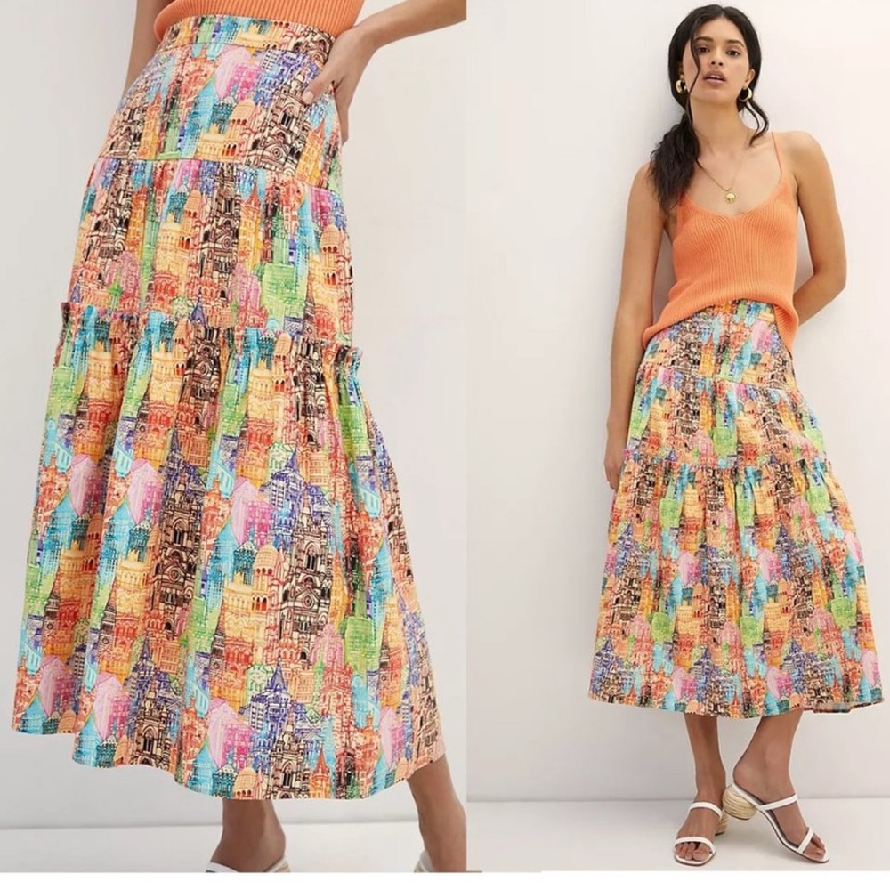 NWT, Anthropologie, Eva Franco Villa Tiered Maxi Skirt/size 2
